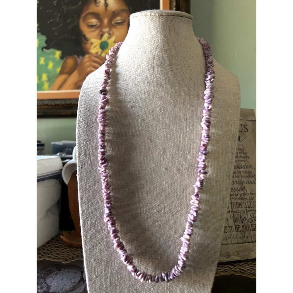 Artisan Lavender Dyed Shell Necklace -- 25"